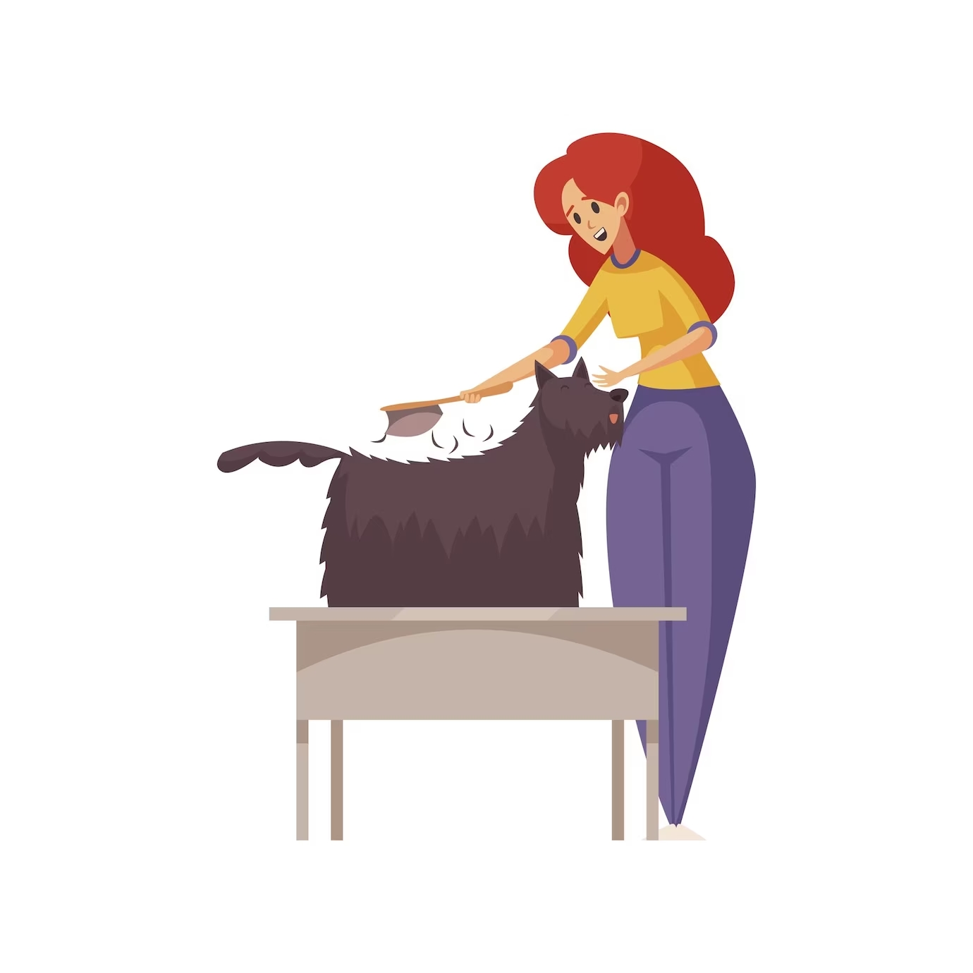 grooming-flat-composition-with-character-of-woman-combing-out-hairy-dog-vector-illustration_1284-668