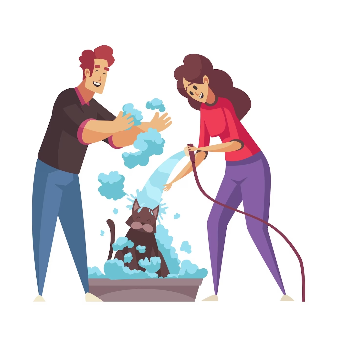 grooming-flat-icon-with-people-washing-cat-vector-illustration_1284-66899